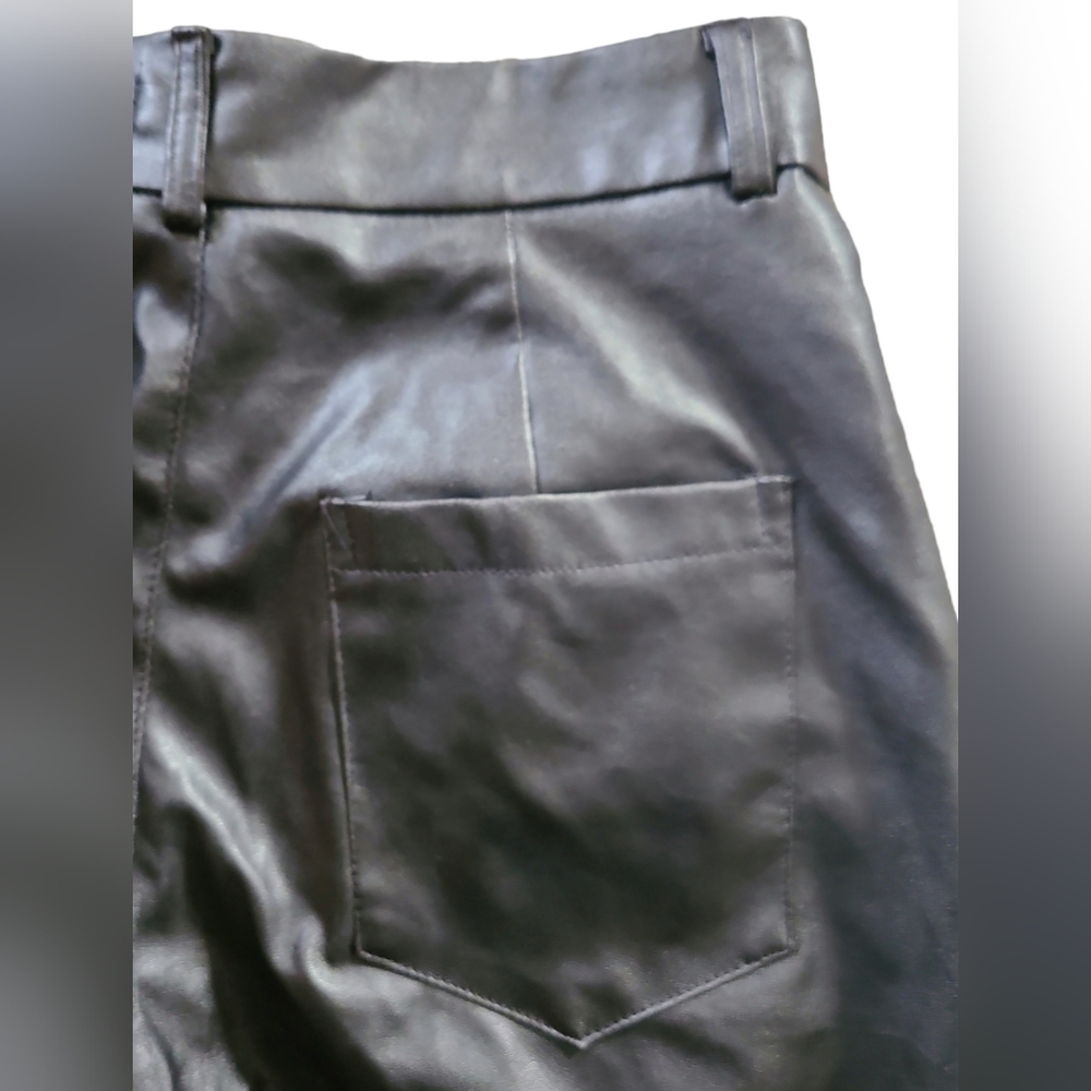 High-Waist Vegan Leather Body Con Pants - Picture 3 of 8